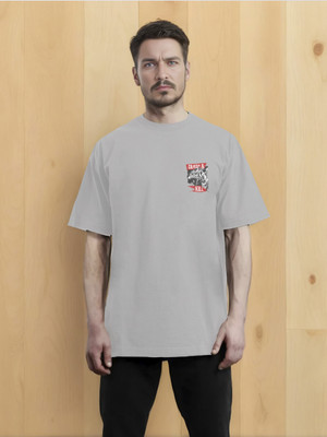 Moda Rapido Printed Men Round Neck Grey T-Shirt