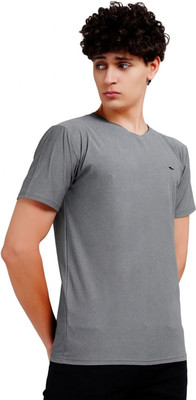 METRONAUT Solid Men Round Neck Grey T-Shirt
