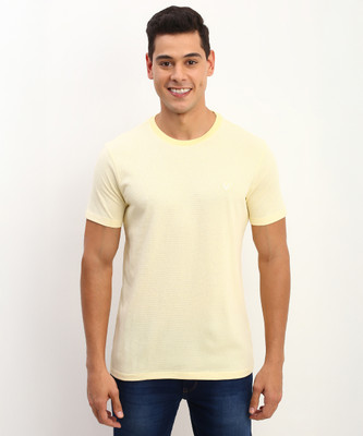 Allen Solly Solid Men Round Neck Yellow T-Shirt