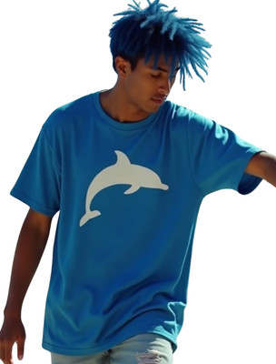 goodsign Printed Men Round Neck Blue T-Shirt