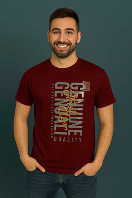 Be Fashionable Printed Men Round Neck Maroon T-Shirt