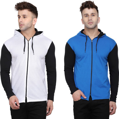 Blisstone Solid Men Hooded Neck Multicolor T-Shirt