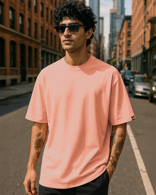 BEWAKOOF Solid Men Round Neck Orange T-Shirt