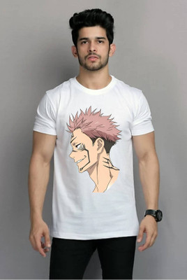 PRINTISTA Printed Men Round Neck White T-Shirt