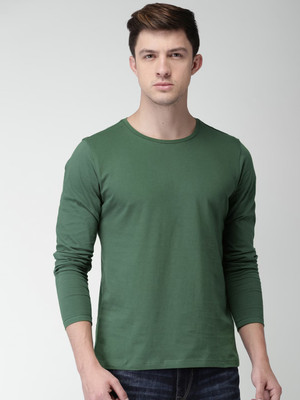 London Crew Solid Men Round Neck Green T-Shirt