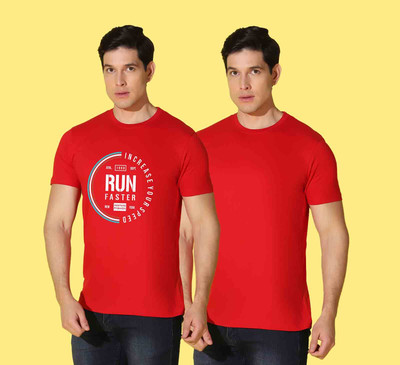 WOOSTRO Graphic Print Men Round Neck Red T-Shirt