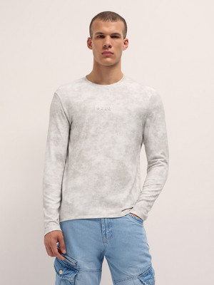 THE BEAR HOUSE Tie & Dye Men Round Neck Grey T-Shirt