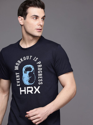 HRX by Hrithik Roshan Printed Men Round Neck Blue T-Shirt