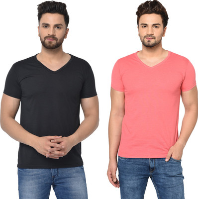 Tresna Fab Solid Men V Neck Multicolor T-Shirt