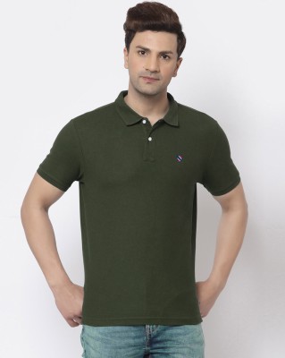 AIN6 Solid Men Polo Neck Light Green T-Shirt