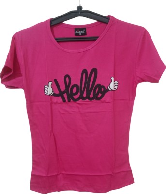 hgs Printed Women Round Neck Reversible Pink, Black, Light Green, Brown T-Shirt