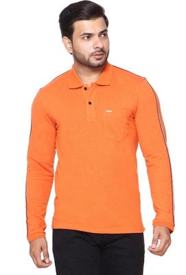 SEVEN O SEVEN Solid Men Polo Neck Orange T-Shirt