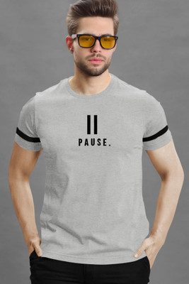 TRIPR Printed Men Round Neck Grey T-Shirt