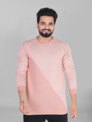 higglerr Self Design Men Round Neck Pink T-Shirt