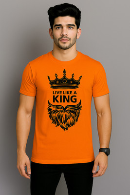 allytrue Solid Men Round Neck Orange T-Shirt