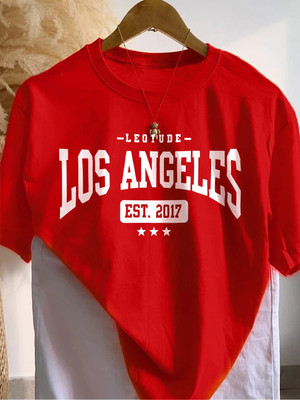 Leotude Printed Women Round Neck Red T-Shirt