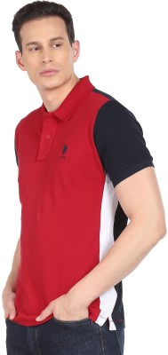 U.S. POLO ASSN. Printed Men Polo Neck Red T-Shirt