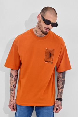 Snitch Graphic Print Men Round Neck Orange T-Shirt