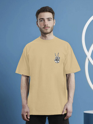 Moda Rapido Printed Men Round Neck Beige T-Shirt