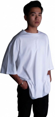 Ajworld Solid Men Round Neck White T-Shirt