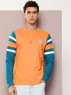 DILLINGER Colorblock Men Round Neck Beige T-Shirt