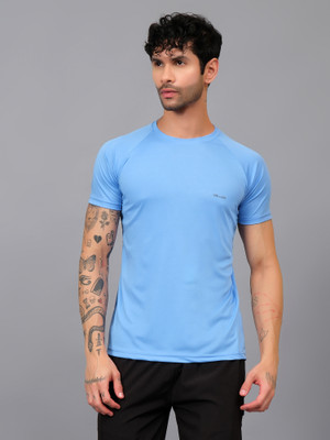 UDI n ADI Solid Men Round Neck Light Blue T-Shirt