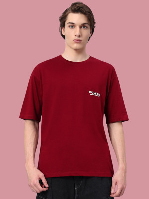 Pyro Spirit Solid Men Round Neck Maroon T-Shirt