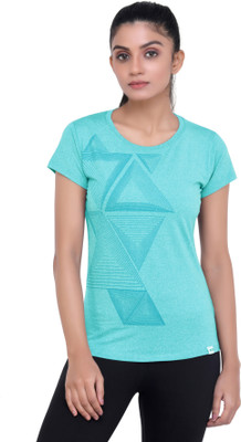 Laasa Sports Printed Women Round Neck Blue T-Shirt
