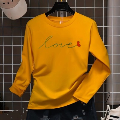 hesha Printed Women Round Neck Yellow T-Shirt