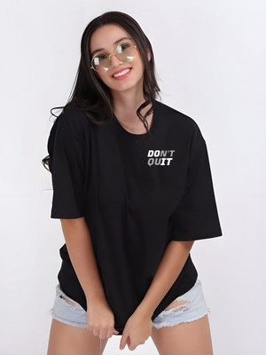 Moda Rapido Solid Women Round Neck Black T-Shirt