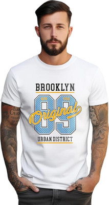 ROYALTRADERS Printed Men Round Neck White T-Shirt