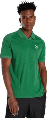 PUMA Solid Men Peter Pan Collar Green T-Shirt