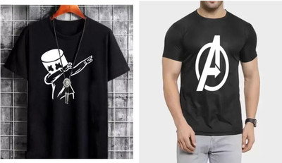 Pachirisu Printed Men Round Neck Black T-Shirt