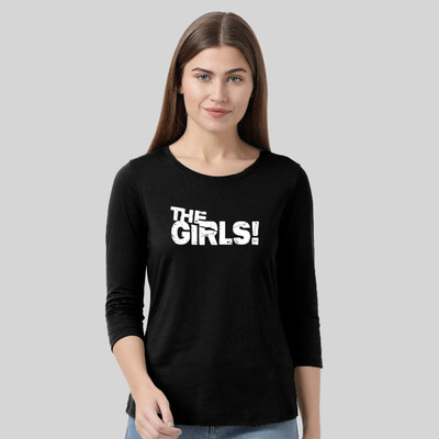 Nilan Tees Wear Printed Women Round Neck Black T-Shirt