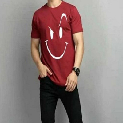 SAHAL FASHION Printed Men Round Neck Maroon T-Shirt