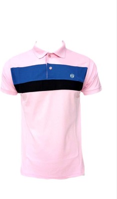 MAAVASTRA Colorblock Men Polo Neck Pink T-Shirt