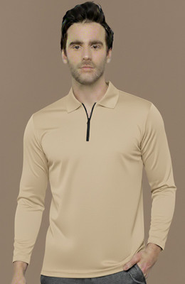 Jangoboy Solid Men Polo Neck Dark Green T-Shirt