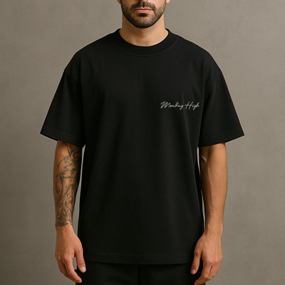 Monday High Solid Men Round Neck Black T-Shirt