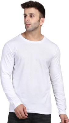 HouseOfCommon Solid Men Round Neck White T-Shirt