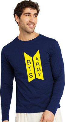 RULEDBYSUN Graphic Print Men Round Neck Navy Blue T-Shirt