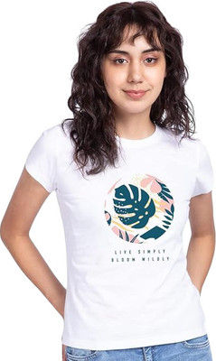 ROYALTRADERS Printed Men Round Neck White T-Shirt