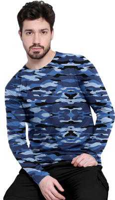 FTX Printed Men Round Neck Navy Blue T-Shirt