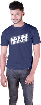 Roach Typography Men Round Neck Dark Blue T-Shirt