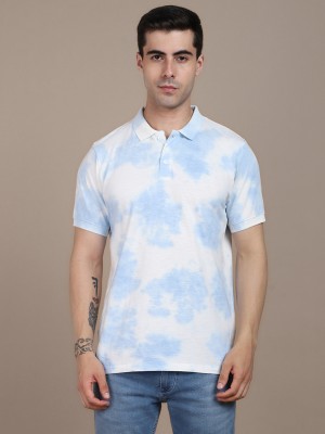 Dennis Lingo Tie & Dye Men Polo Neck Blue T-Shirt