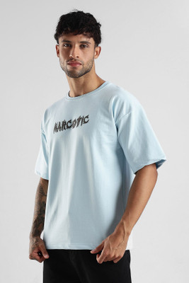 LONDON COLORS Printed Men Round Neck Light Blue T-Shirt