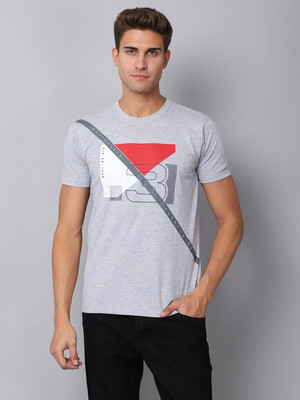CANTABIL Printed Men Round Neck Grey T-Shirt