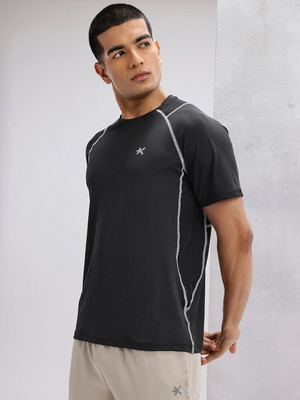 HRX by Hrithik Roshan Striped Men Round Neck White T-Shirt