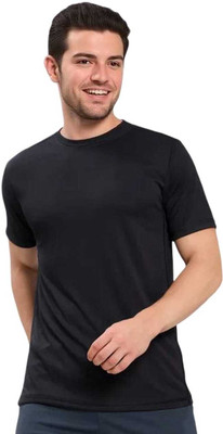 Neel Fashion Solid Men Round Neck Black T-Shirt
