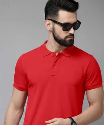 Calix Solid Men Polo Neck Red T-Shirt