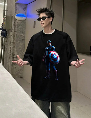 TowLine Graphic Print Men Round Neck Black T-Shirt